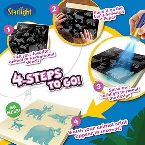 Starlight Light-Activated Paper Art Kit – Animal Kingdom Theme, Mess-Free Craft for Kids