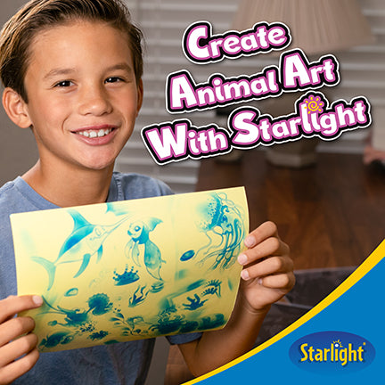 Starlight Light-Activated Paper Art Kit – Animal Kingdom Theme, Mess-Free Craft for Kids